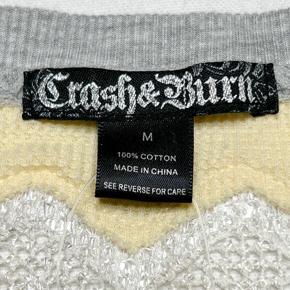 Crash & Burn Logo Shade Thermal Waffle T-Shirt Rhinestone Sequin Women's M NWT - Picture 5 of 11